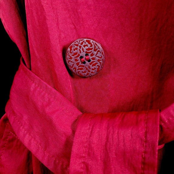 💲💸$22 Elie Tahari Burgundy Women's Large Trenchcoat Raincoat - Picture 4 of 5